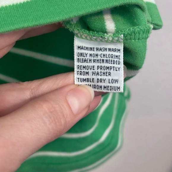 Polo by Ralph Lauren Green and White Striped Polo Shirt Medium 100% cotton - Picture 7 of 9